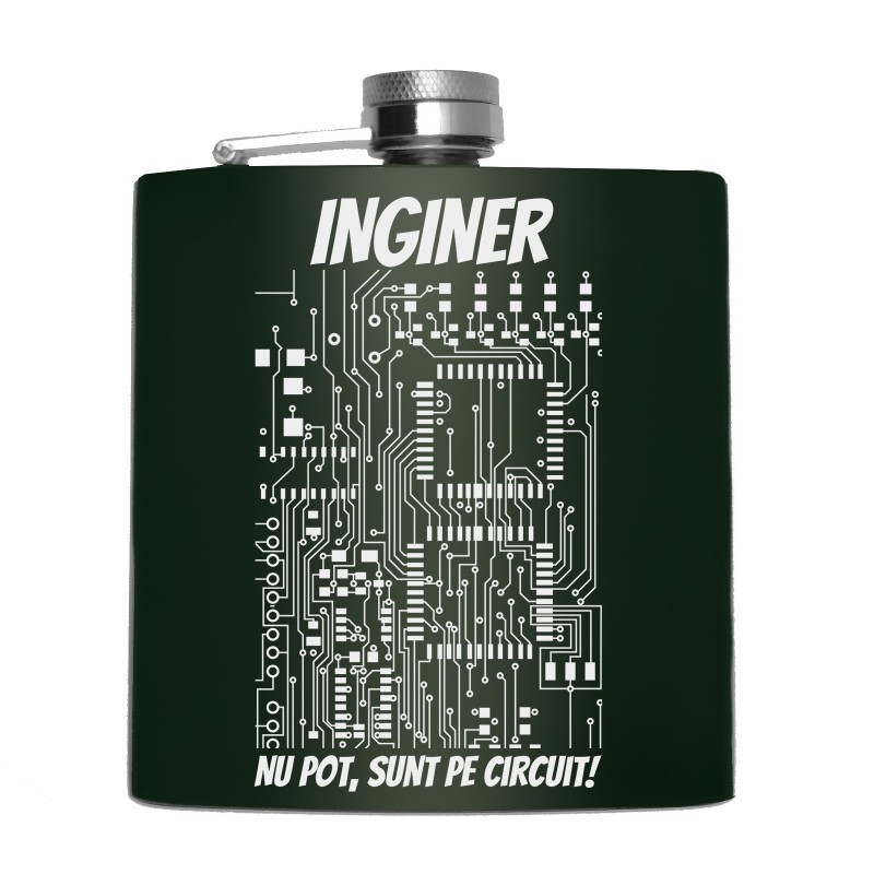                  Sticla de buzunar Personalizata Inox Verde 200ml Circuit
               