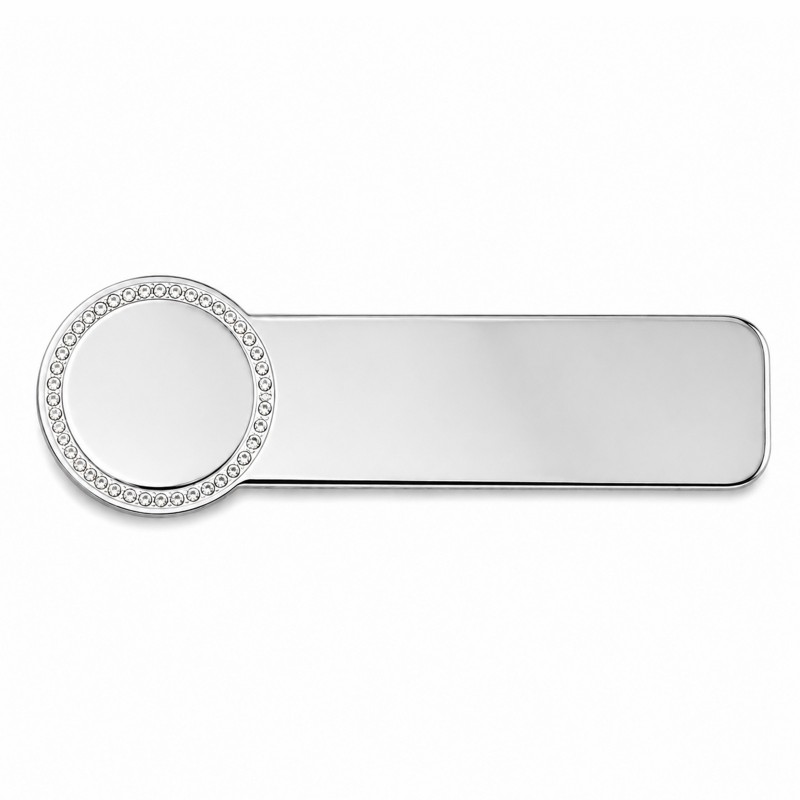 Ecuson Personalizat din Inox Argintiu Zoom Pietre – Gravură Laser Cum Vrei Tu