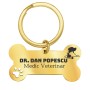 Breloc Personalizat Os Inox Auriu Doctor Veterinar