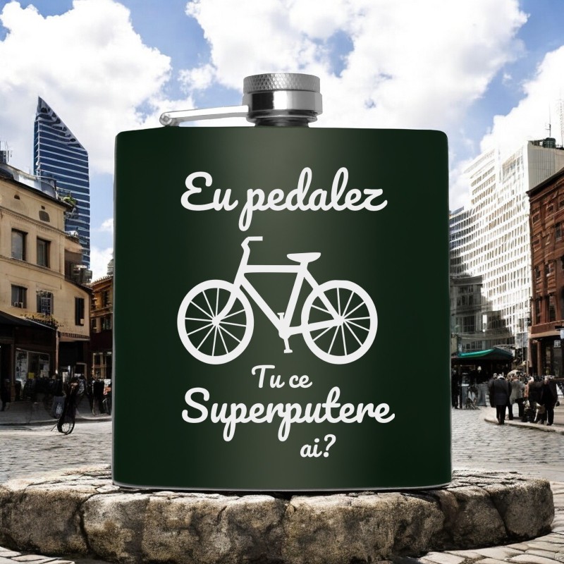 Sticla de buzunar Personalizata Inox Verde 200ml Superputere