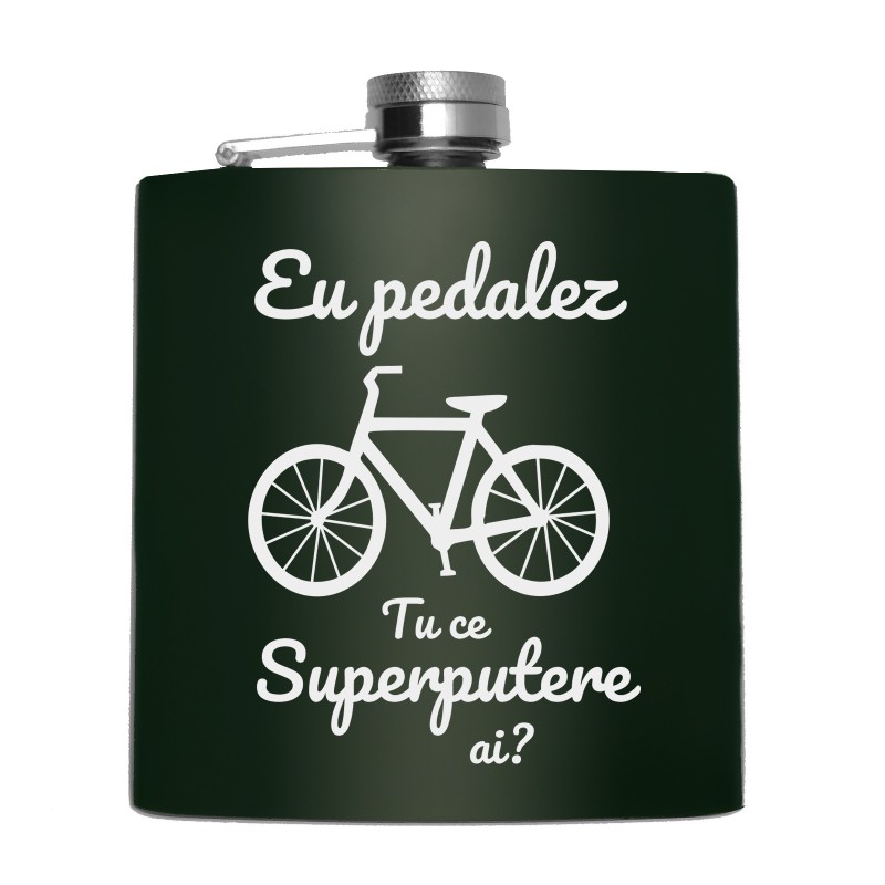 Sticla de buzunar Personalizata Inox Verde 200ml Superputere