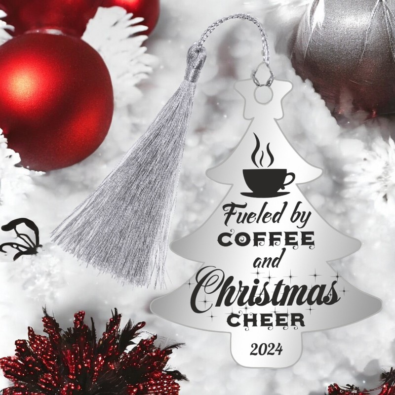 Decoratiune Personalizata Craciun Brad Inox Argintiu Cafea