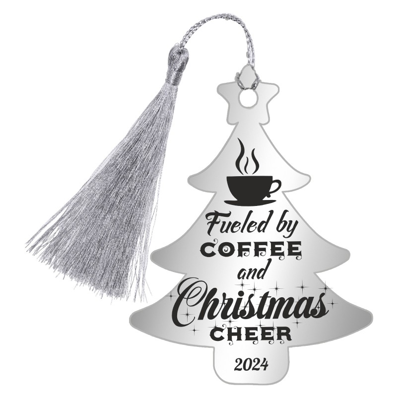 Decoratiune Personalizata Craciun Brad Inox Argintiu Cafea