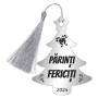 Decoratiune Personalizata Craciun Brad Inox Argintiu Mesaj si An