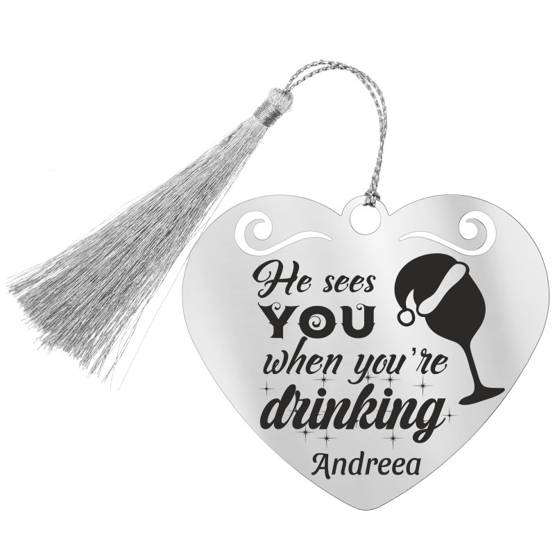 Decoratiune Personalizata Craciun Inima Inox Argintiu Mesaj Amuzant