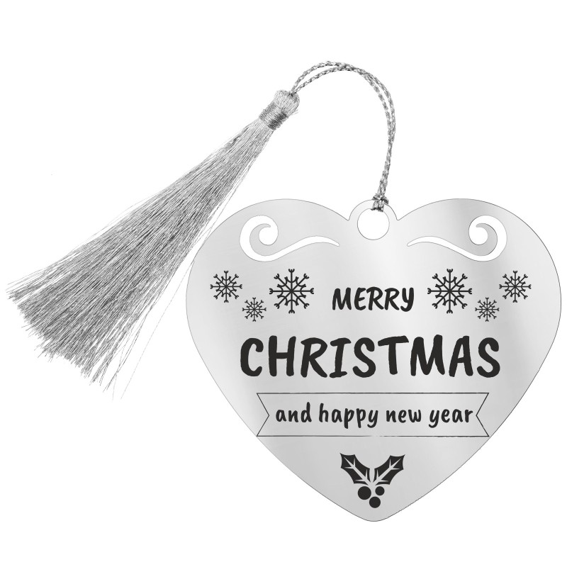 Decoratiune Personalizata Craciun Inima Inox Argintiu Mesaj