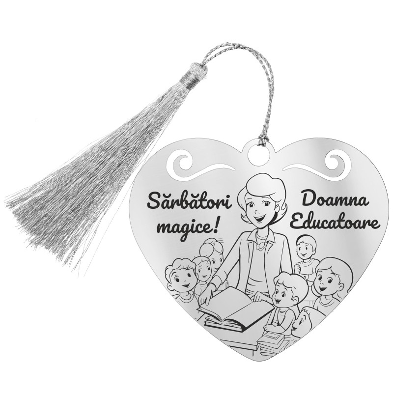 Decoratiune Personalizata Craciun Inima Inox Argintiu Profesoara
