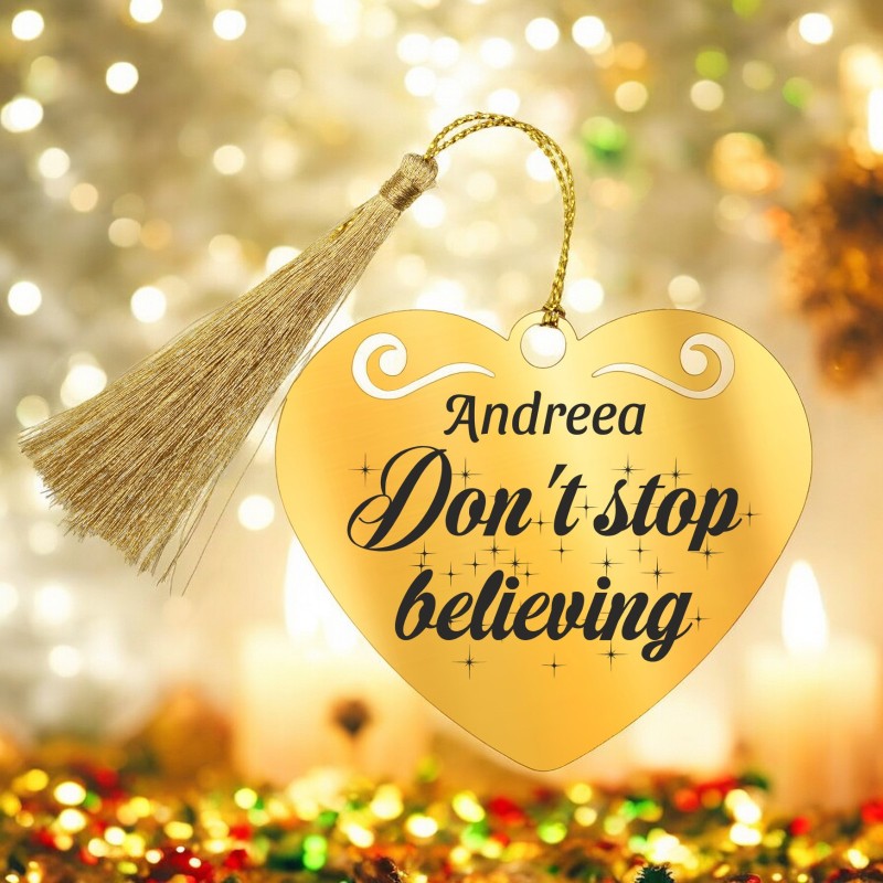                  Decoratiune Personalizata Craciun Inima Inox Auriu Nume Speranta
               