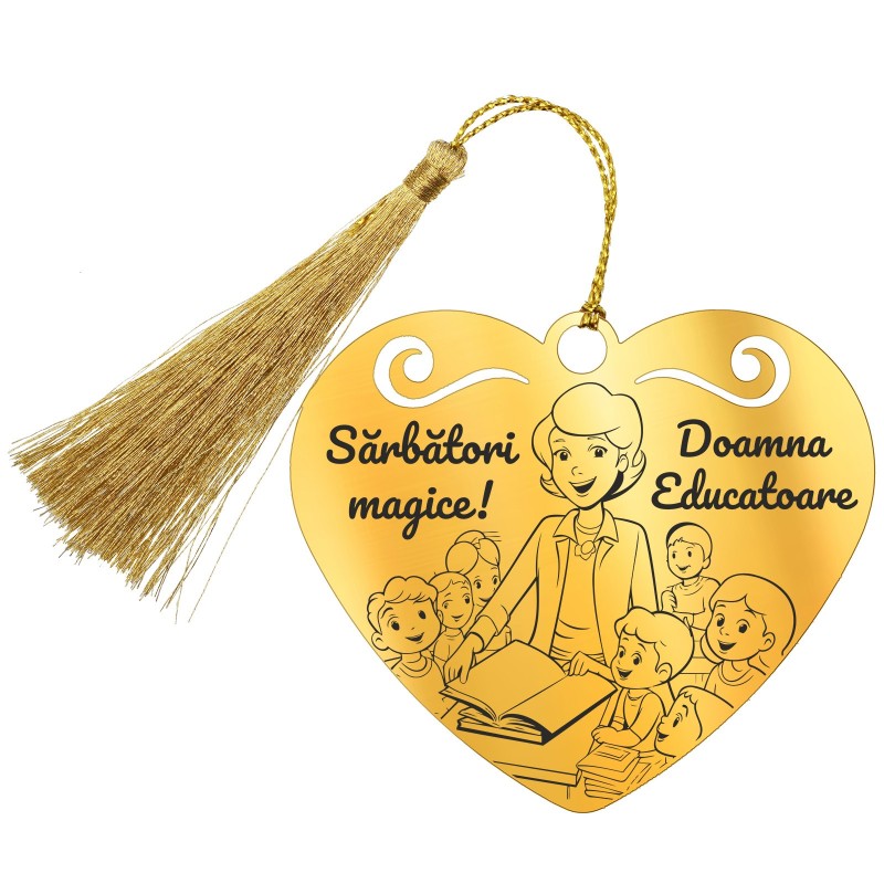                  Decoratiune Personalizata Craciun Inima Inox Auriu Profesoara
               