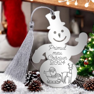 Decoratiune Personalizata Craciun Om Zapada Inox Argintiu Mesaj