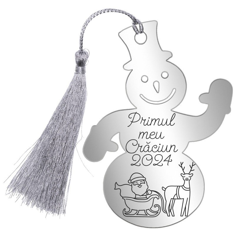                  Decoratiune Personalizata Craciun Om Zapada Inox Argintiu Mesaj
               