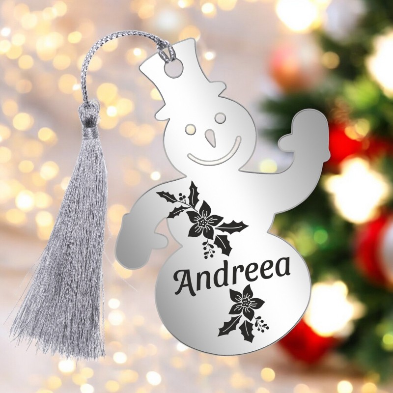                  Decoratiune Personalizata Craciun Om Zapada Inox Argintiu Nume
               