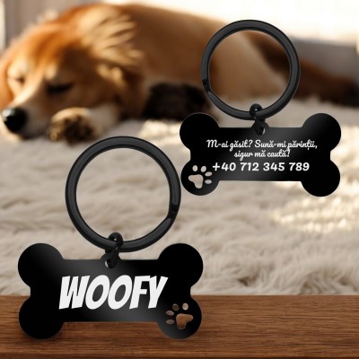 Medalion Personalizat Os Inox Negru Tag Caine
