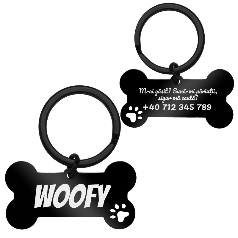                  Medalion Personalizat Os Inox Negru Tag Caine
               