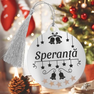 Decoratiune Personalizata Craciun Glob Inox Argintiu Dorinte