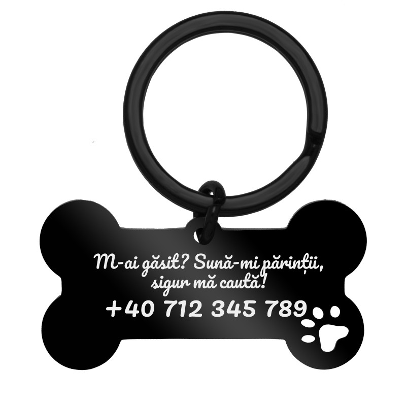                  Medalion Personalizat Os Inox Negru Tag Caine
               
