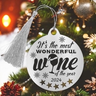 Decoratiune Personalizata Craciun Glob Inox Argintiu Wine