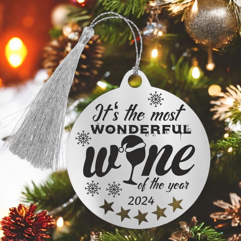 Decoratiune Personalizata Craciun Glob Inox Argintiu Wine