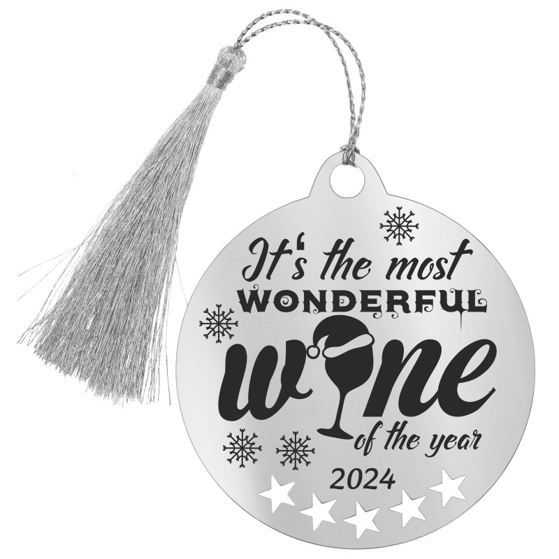 Decoratiune Personalizata Craciun Glob Inox Argintiu Wine