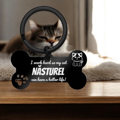 Breloc Personalizat Os Inox Negru My Cat