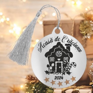 Decoratiune Personalizata Craciun Glob Inox Argintiu Acasa de Craciun