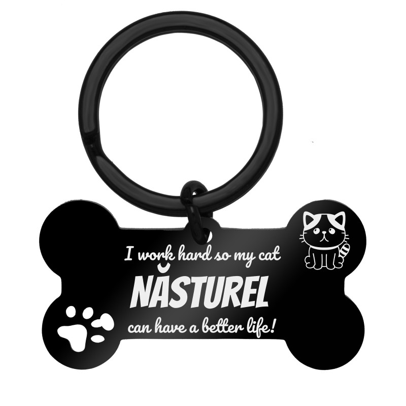 Breloc Personalizat Os Inox Negru My Cat