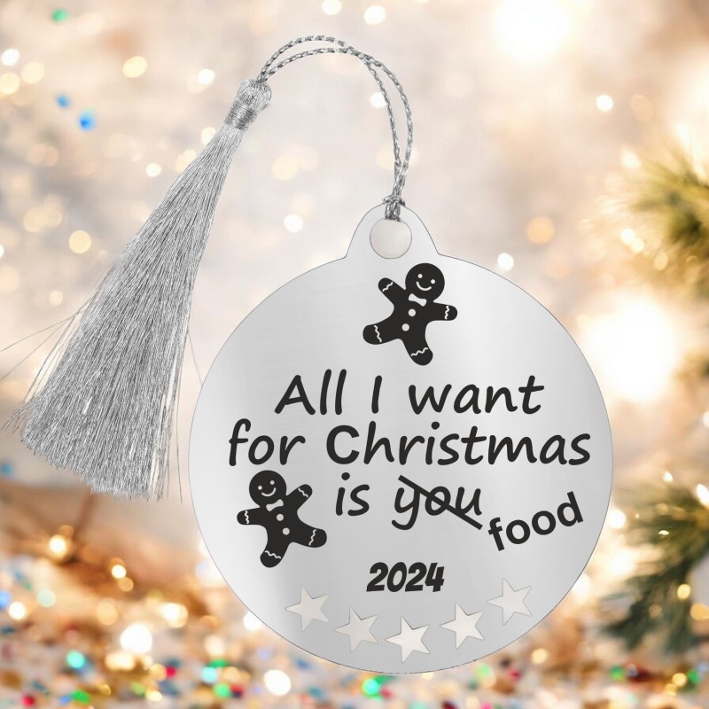 Decoratiune Personalizata Craciun Glob Inox Argintiu All I want