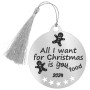 Decoratiune Personalizata Craciun Glob Inox Argintiu All I want