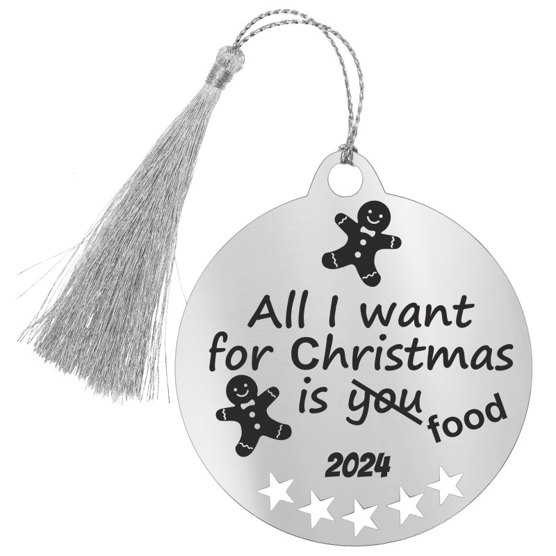 Decoratiune Personalizata Craciun Glob Inox Argintiu All I want