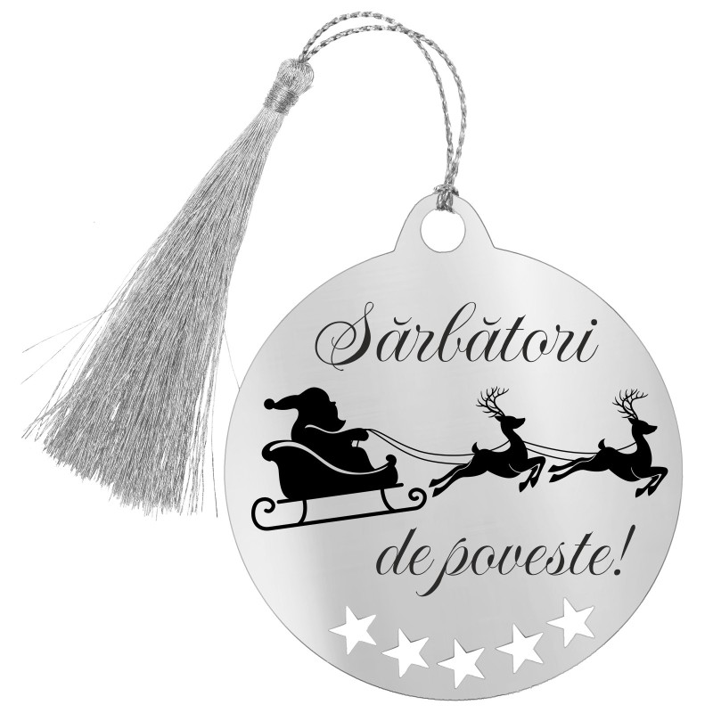 Decoratiune Personalizata Craciun Glob Inox Argintiu Urare Craciun