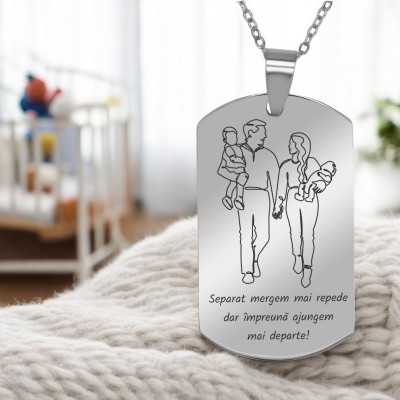 Colier Personalizat Army Inox Argintiu Familie