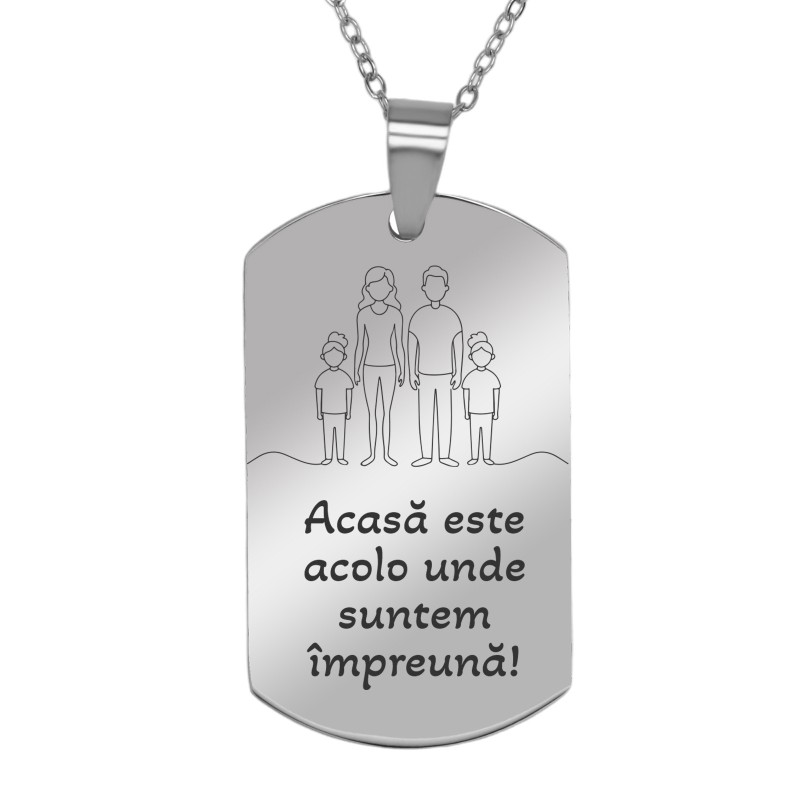 Colier Personalizat Army Inox Argintiu Familie