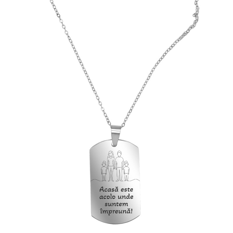 Colier Personalizat Army Inox Argintiu Familie