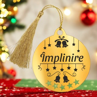 Decoratiune Personalizata Craciun Glob Inox Auriu Dorinte