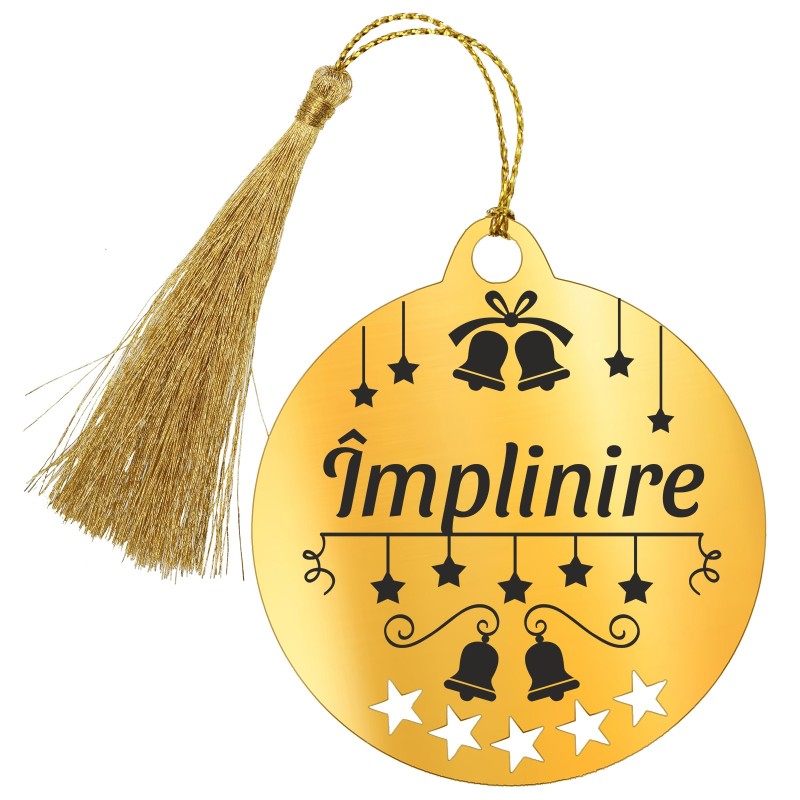 Decoratiune Personalizata Craciun Glob Inox Auriu Dorinte