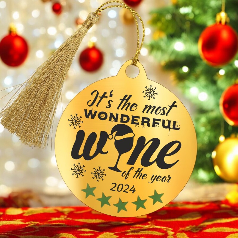 Decoratiune Personalizata Craciun Glob Inox Auriu Wine