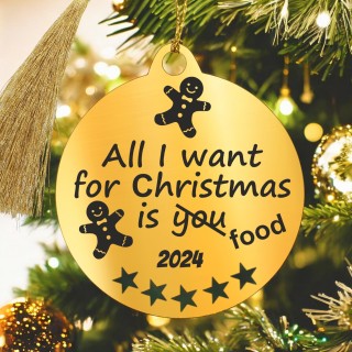 Decoratiune Personalizata Craciun Glob Inox Auriu All I want