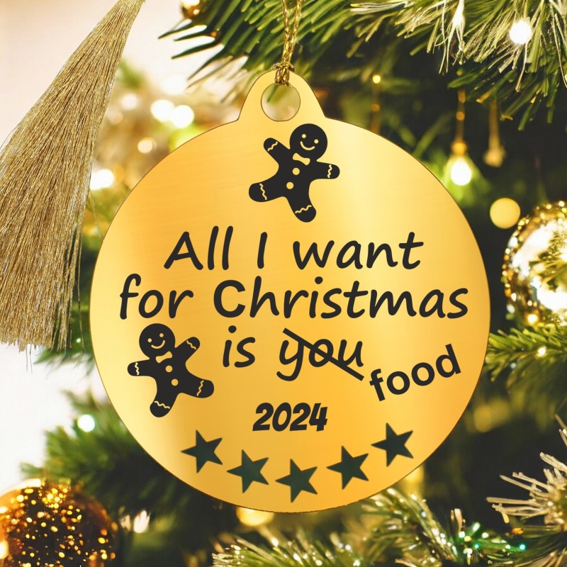 Decoratiune Personalizata Craciun Glob Inox Auriu All I want