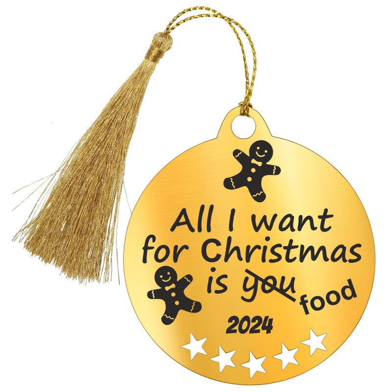 Decoratiune Personalizata Craciun Glob Inox Auriu All I want