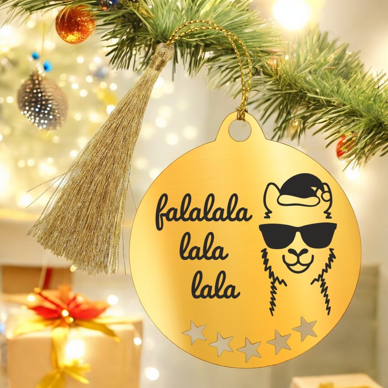                  Decoratiune Personalizata Craciun Glob Inox Auriu Amuzant
               