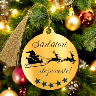 Decoratiune Personalizata Craciun Glob Inox Auriu Urare Craciun