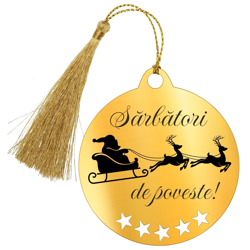 Decoratiune Personalizata Craciun Glob Inox Auriu Urare Craciun