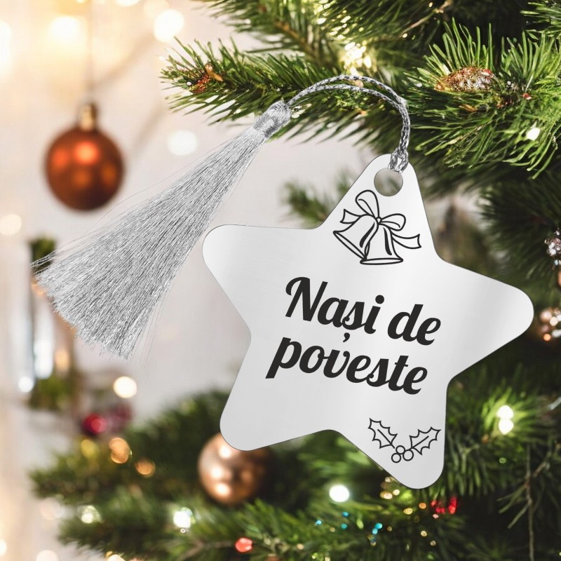 Decoratiune Personalizata Craciun Stea Inox Argintiu De Poveste
