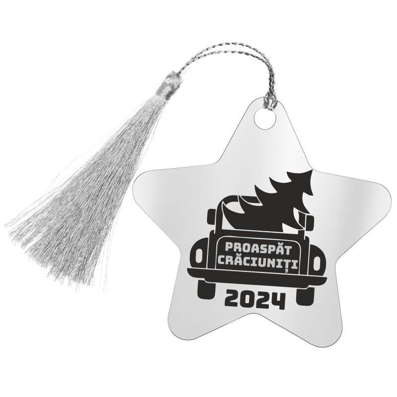 Decoratiune Personalizata Craciun Stea Inox Argintiu Craciuniti