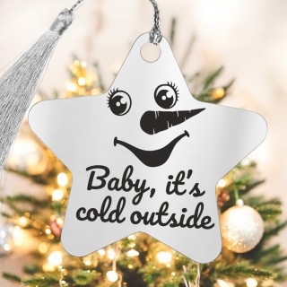 Decoratiune Personalizata Craciun Stea Inox Argintiu Snowman