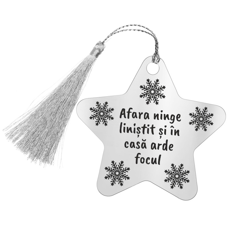 Decoratiune Personalizata Craciun Stea Inox Argintiu Mesaj