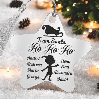 Decoratiune Personalizata Craciun Stea Inox Argintiu Team Santa
