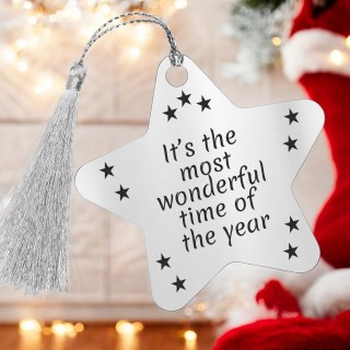 Decoratiune Personalizata Craciun Stea Inox Argintiu Stele Urare
