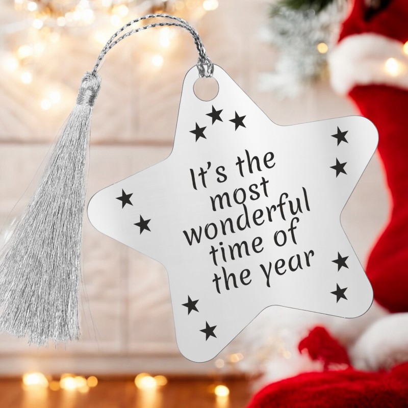 Decoratiune Personalizata Craciun Stea Inox Argintiu Stele Urare