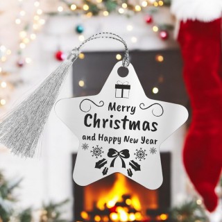 Decoratiune Personalizata Craciun Stea Inox Argintiu Sarbatori